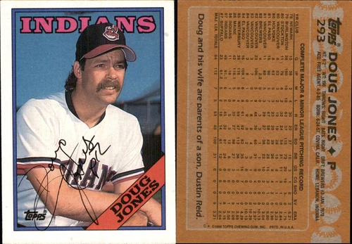 Doug Jones Signed 1988 Topps #293 Card Cleveland Indians Auto AU *Autograph Den*