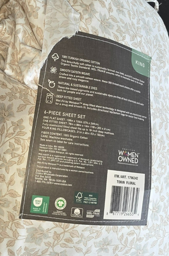 Purely Organic 300 Thread 6-piece 100% Organic Cotton Sheet Set - Torin - King - Picture 8 of 9