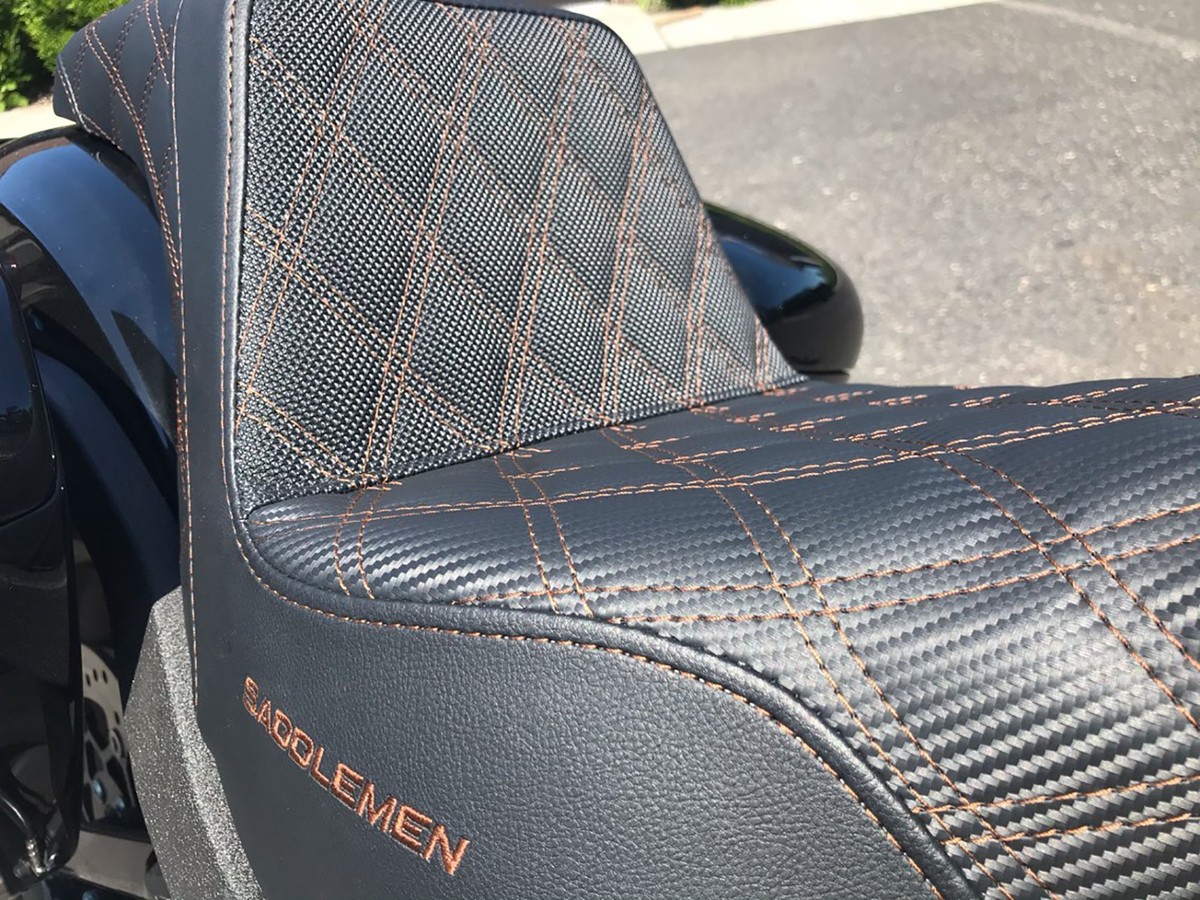 Saddlemen Step Up Brown Lattice Stitch Gripper Seat Harley Softail