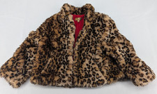 Princess Vera Wang Crop Jacket Size Large Faux Fur Animal Leopard Print Juniors