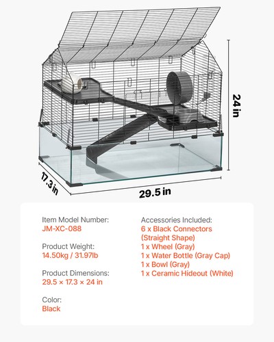 VEVOR Wire Hamster Cage Habitat 29.5in Rodent Gerbil Small Animal House - Bild 7 von 12