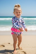 Cynthia Rowley Girls' 2T Leopard Gradient Bikini Swim Long Sleeve resort cruise