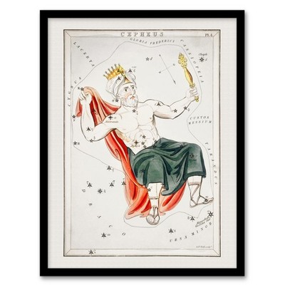 Sidney Hall Vintage Cepheus Constellation Illustration gerahmter Kunstdruck A3/A4