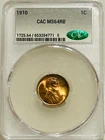 1910 P Lincoln Cent CAC MS64 RB