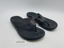 Olukai Hiapo Men's Size 10 Flip Flop Sandals Black Leather
