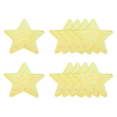 10 PCS Sequin Star Iron On Patches 5x4.7 Inch Yellow Embroidery Appliques
