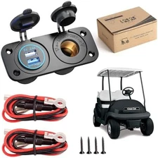 Golf Cart Dual USB Charger Cigarette Lighter Outlet 12V Waterproof
