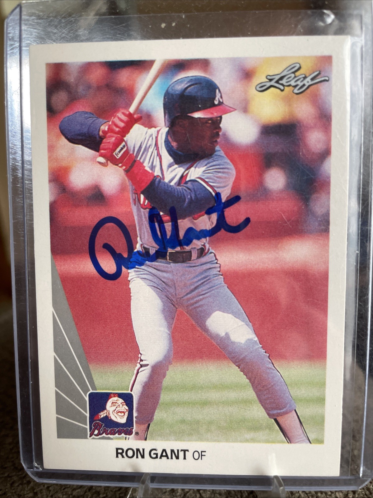 1990 Leaf - Ron Gant Auto #376 Braves