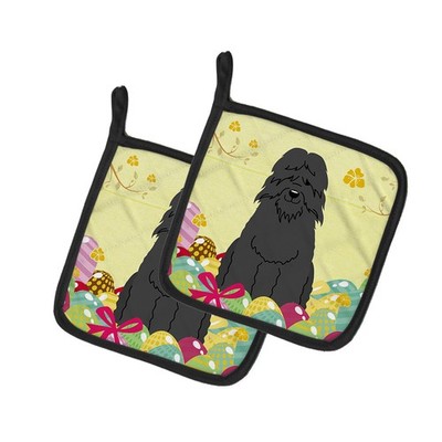 Caroline's Treasures Easter Eggs Bouvier des Flandres Pair of Potholders