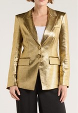NWT Veronica Beard Izara Dickey Jacket Gracie Metallic gold Leg Pants suit set 4