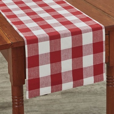 WICKLOW CHECKED BACKED TABLE RUNNER, 13X54, RED AND CREAM, NEW 113-130R