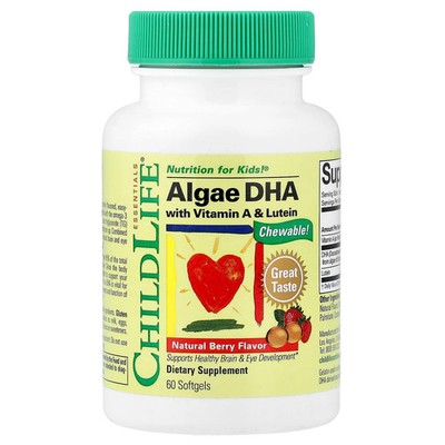 Algae DHA with Vitamin A & Lutein, Natural Berry, 60 Softgels