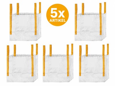 5x Big Bag Transportsack 60x60x60 Traglast 500kg Entsorgungsbehälter mit Hebesch