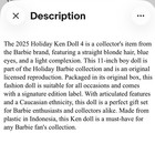 2025 Holiday Barbie Ken Collectable Doll Blonde Hair Elegant Suit 11”T w/Stand — photo 8