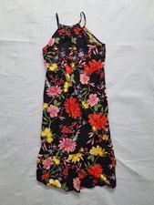 Old Navy Floral Halter Maxi Dress L Black Background