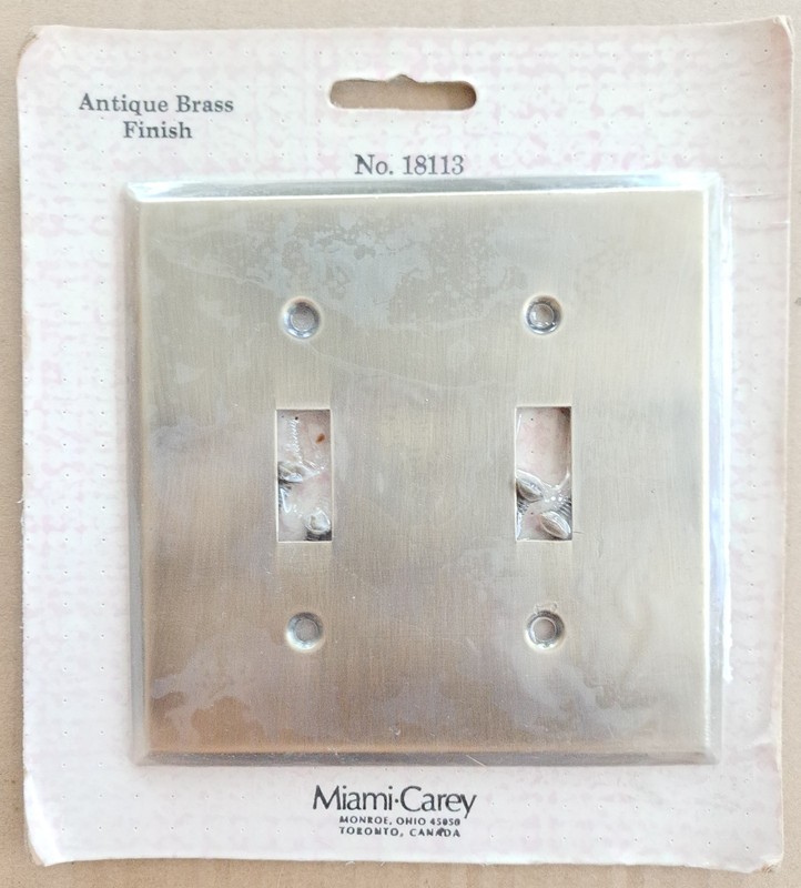 Vintage Miami-Carey #18113 Antique Brass Finish Dual Light Switch Cover