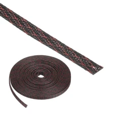 PET Expandable Braided Sleeving 1/4 Inchx25ft Braided Cable Sleeve Black Red