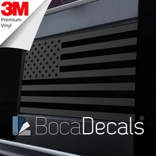 BocaDecals Rear Middle Window American Flag Decal 2009-2025 Dodge RAM (Black)