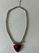 Retro 80s Style Statement Necklace Faux Red J...