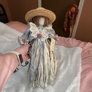 Cajun Country Friends Wrap Around Handcrafted Rag Doll  Straw Hat Cottage