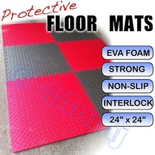 Anti Fatigue Safety EVA Padded Home Gym Flooring Mats Tiles Interlock GREY RED