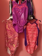 3 Gymnastics Leotards GK Elite Pink Colored AM all of them 