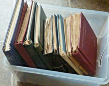 WORLDWIDE HUGE EARLY COLLECTION IN 9x OLD TIME/ANTIQUE STAMP ALBUMS, LARGE BOX