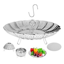 IQworks 6-10.3" Expandable Steamer Basket for Cooking - 3rd 6-10.3", Silver
