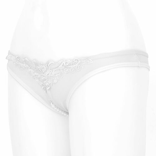 Damen Mesh Transparent String Slips Schritt offen Stringtanga mit Perlen Dessous - Picture 4 of 50