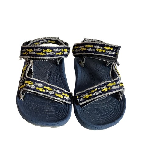 Teva Kids Sandals Toddler Size 4/5 Navy Blue Yellow Adjustable Straps Durable - Picture 5 of 6