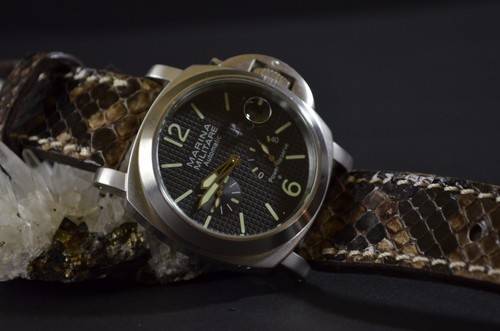 PULSERA RELOJ 26 24 22 AUTÉNTICO PYTHON VERDE MARRÓN ÁFRICA II MA CORREA PARA PANERAI ETC - Imagen 7 de 12