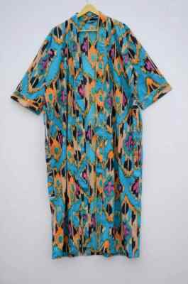1 PC Indian block Print 100% cotton robe gown Hippie women maxi kimono dresses