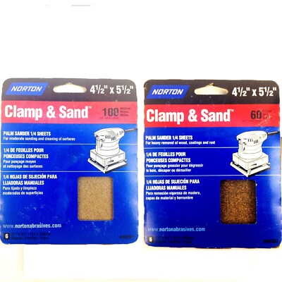 Norton 4 1/2" X 5 1/2" Clamp & Sand Discs - 40 Grit For 1/4 Sheet Palm Sander (4 Pack)