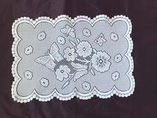 PAIR White  Butterfly Doily ~ size  19" x 13"