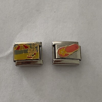 L&L Charms modular link Stainless Steel Flip Flop Beach