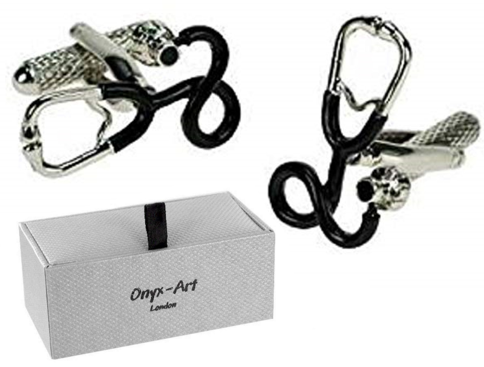 Doctor Stethoscope Cufflinks in Onyx Art of London Presentation Gift Box HMC108.