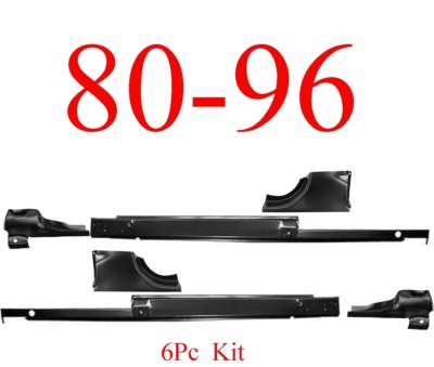 80 96 Ford 6Pc OEM Extended Cab Rocker & Door Post Set Front