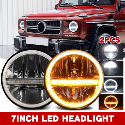 7'' Zoll LED Scheinwerfer E-geprüft DRL für Jeep Wrangler JK VW T3 BENZ G Klasse