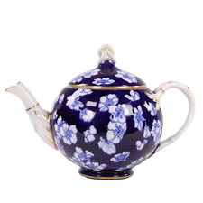 Arts Crafts Coalport Teapot Sevres Style Rope Knot Finial Chinese Blossom  c1879