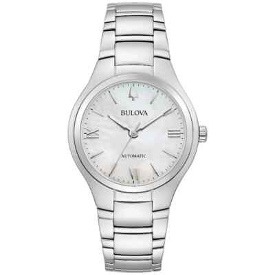 Bulova Women's Classic Automatic Silver Stainless Steel MOP Watch 34MM 96L301