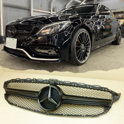 Amg Logo Front Grille For Mercedes Benz C Class W5 C180 C2 C250 C300 C350 C400 15 18 Black Reamic Abs Radiator Grill Glitter Black Amg Style Front Radiator Grilles Car Styling Body Fittings