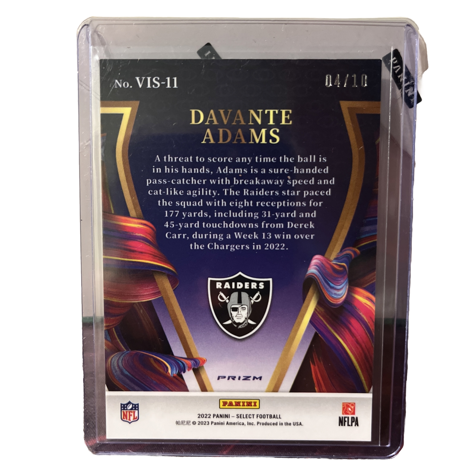 SSP Davante Adams Visionary Gold Prizm 2022  /10 ## Panini Select Raiders VIS-11