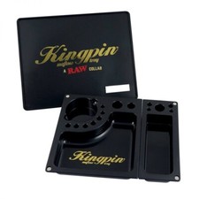 RAW KINGPIN VASSOIO PER ROLLARE NERO LARGE - 27x22x4cm + Portachiavi Raw