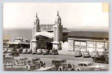 RPPC Sutro Baths San Francisco California Coca-Cola 1940's Cars c1945 Postcard