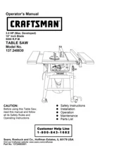 Craftsman 137.248830 Table Saw Owners Instruction Manual