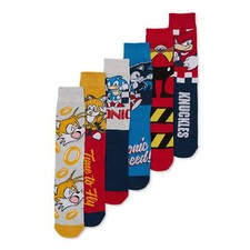 Sonic the Hedgehog Men's Multi-Color 6-Pair 6-Pack Causal Crew Socks Size 8-12