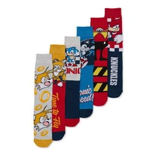 Sonic the Hedgehog Men's Multi-Color 6-Pair (6-Pack) Causal Crew Socks Size 8-12