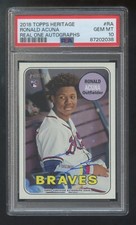 PSA 10 GEM MINT RONALD ACUNA 2018 TOPPS HERITAGE REAL ONE RC AUTOGRAPH SP INVEST