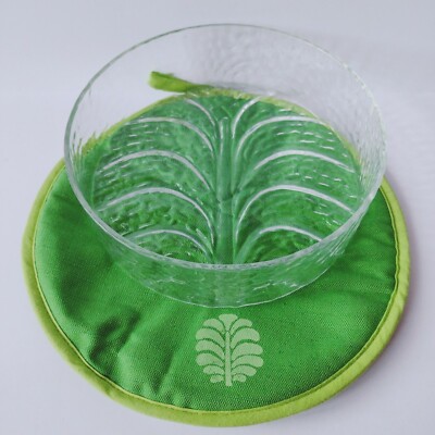 Orrefors Sweden Eden Small Flan Dish with Placemat Designed by Lars Hellsten