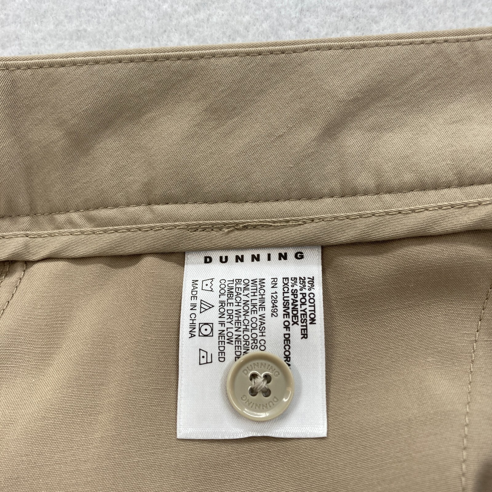 Dunning Mens 40x32 Brown Stretch Fabric Golf Pants Mid Rise Flat Front